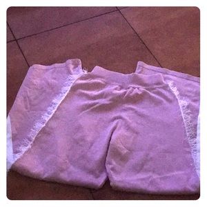 Little Girl Pink pants with white fringe